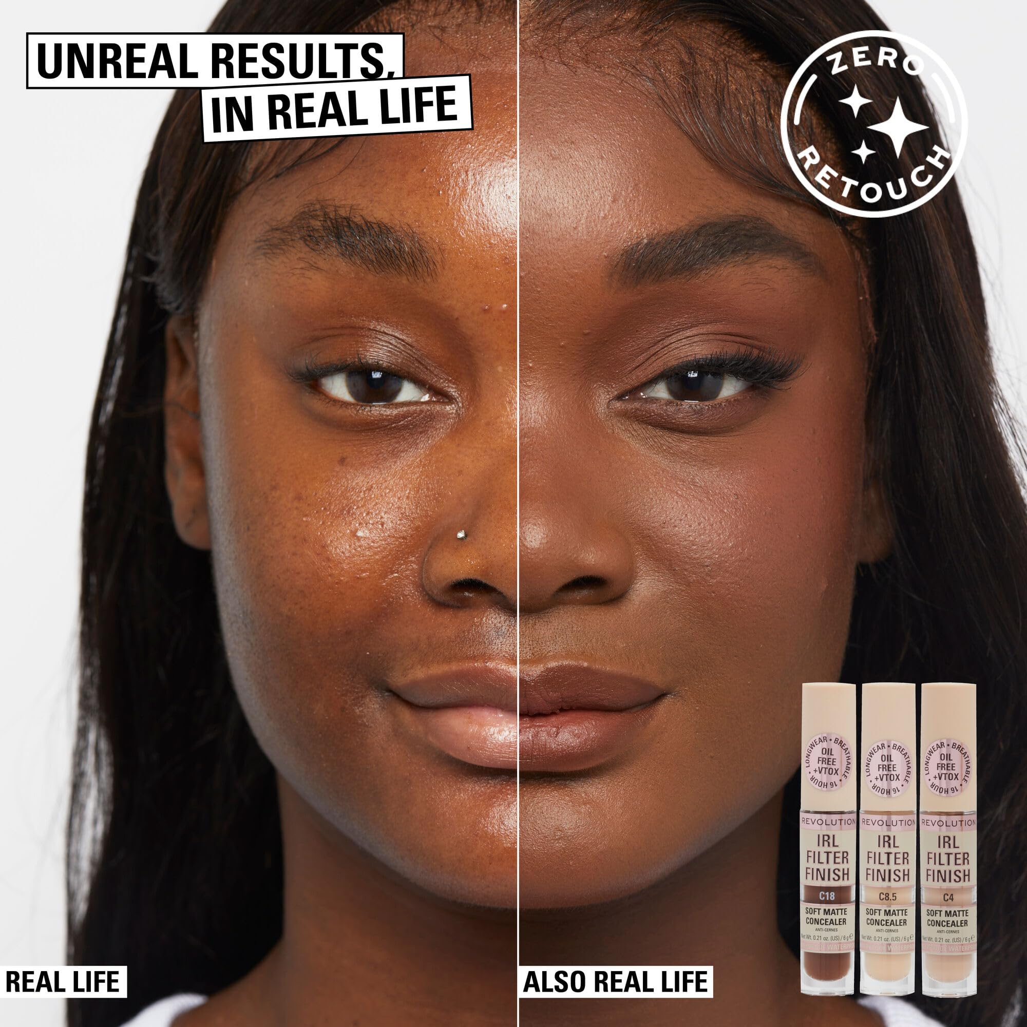 Under-eye application with IRL Filter Finish Concealer highlighting brightening and crease resistance.