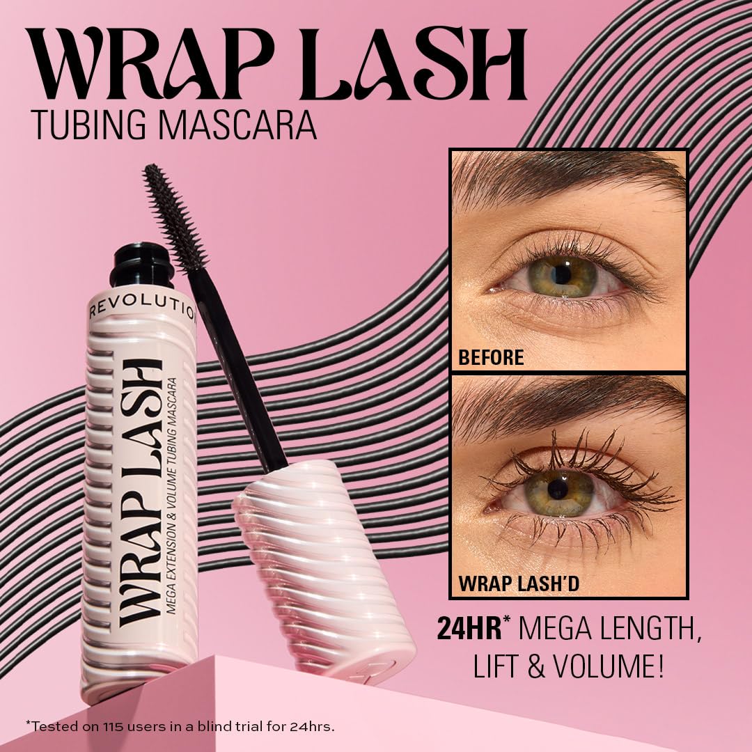 Revolution Beauty London 24-hour water-resistant mascara in action