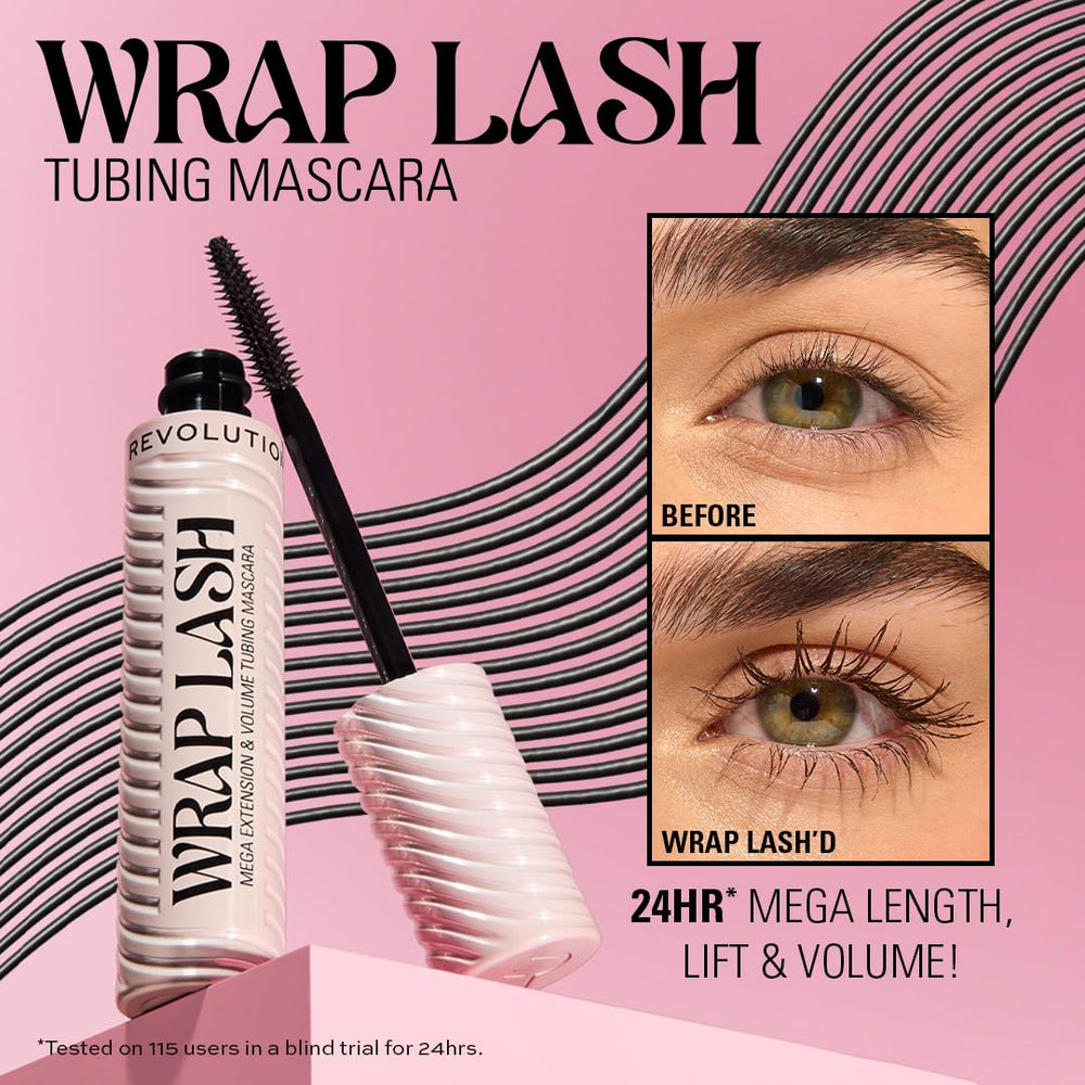 Revolution Beauty London 24-hour water-resistant mascara in action