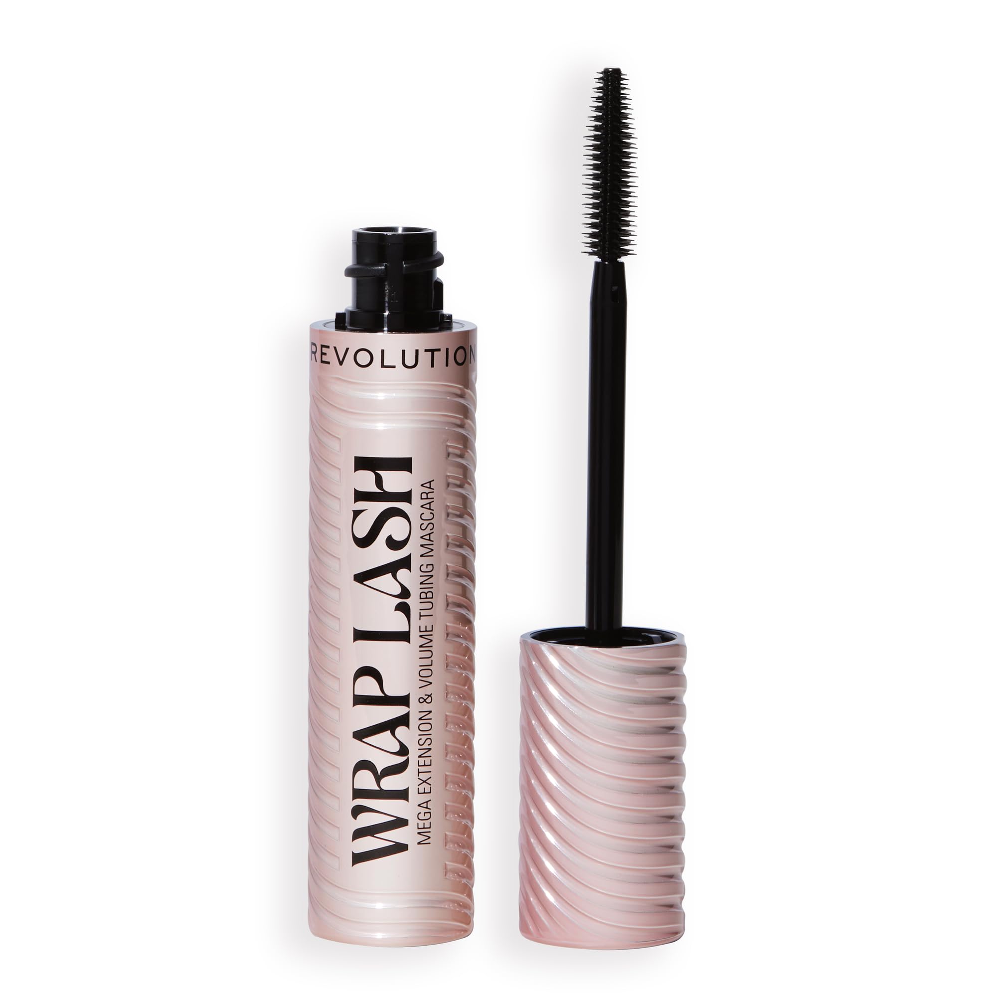 Revolution Beauty London Wrap Lash mascara bottle with luxe chrome finish