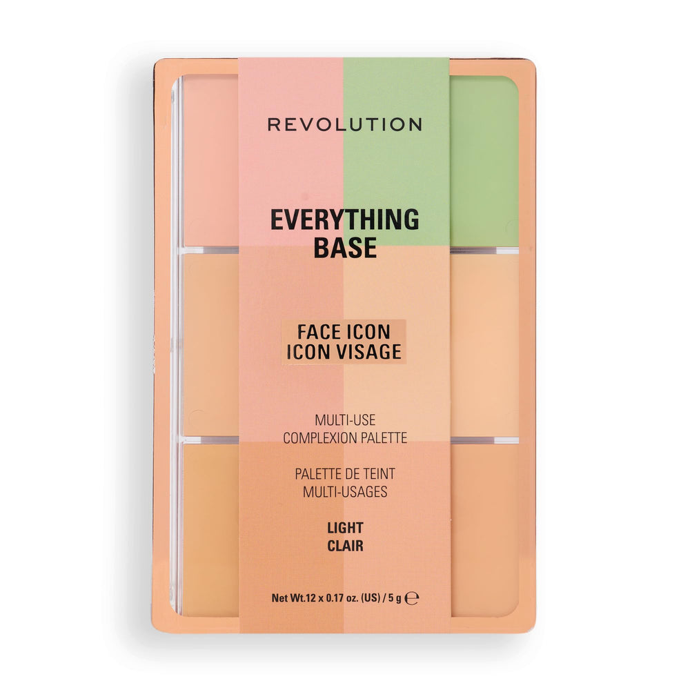 Revolution Everything Base Icon palette cover showing versatile cream base options.