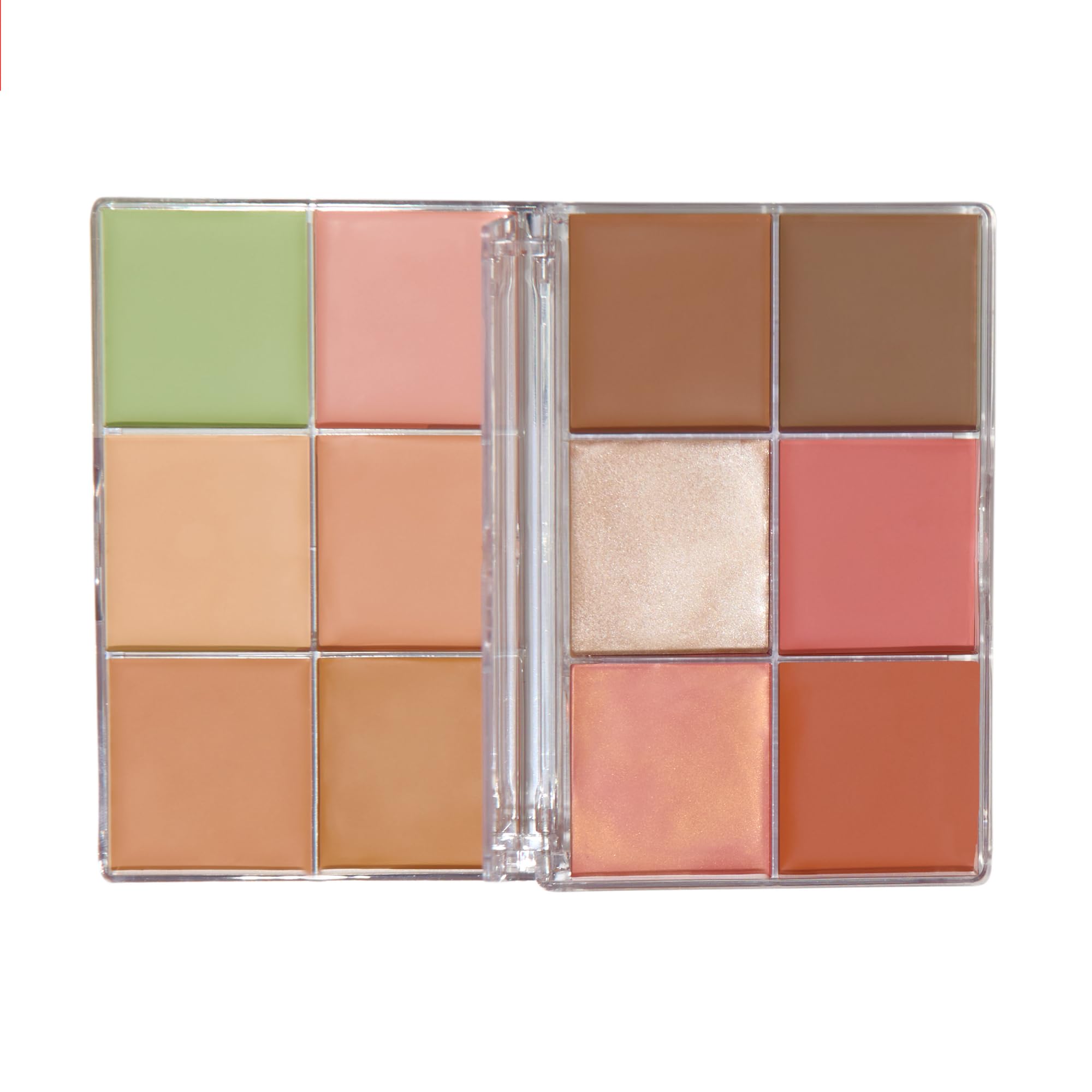 Revolution Everything Base Icon palette open swatches displaying contour, concealer, and blush options.