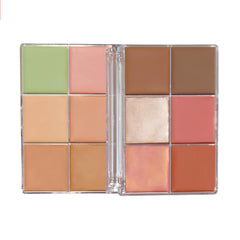 Revolution Everything Base Icon palette open swatches displaying contour, concealer, and blush options.