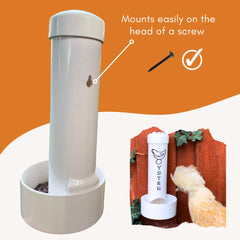 Revolutionary Chicken back-mount feeder installs quickly with a screw-on mount.