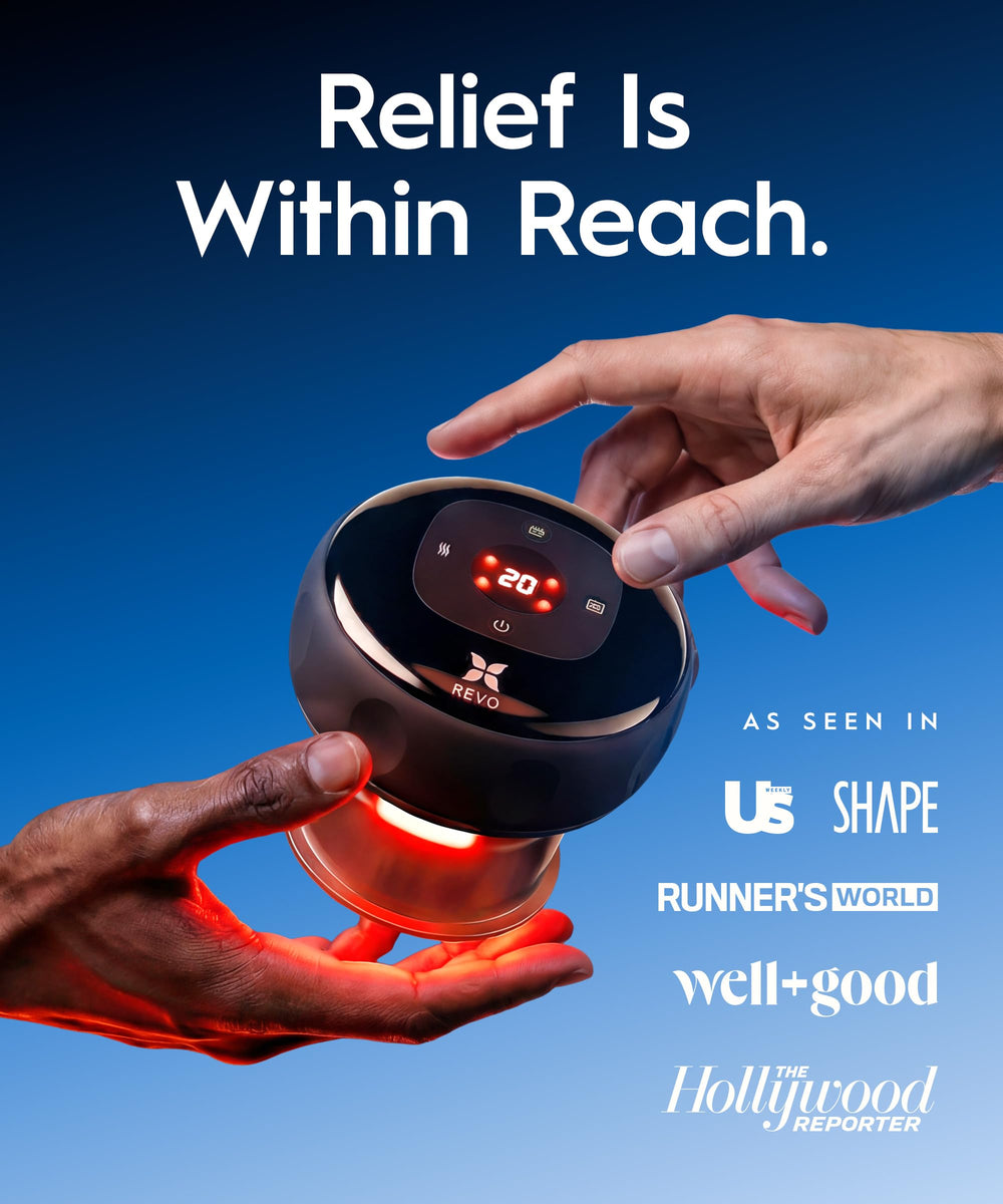 REVOMADIC REVO massager side angle shows portable design for at-home use.