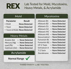 REX COFFEE decaf stick with organic and fairtrade certifications shown