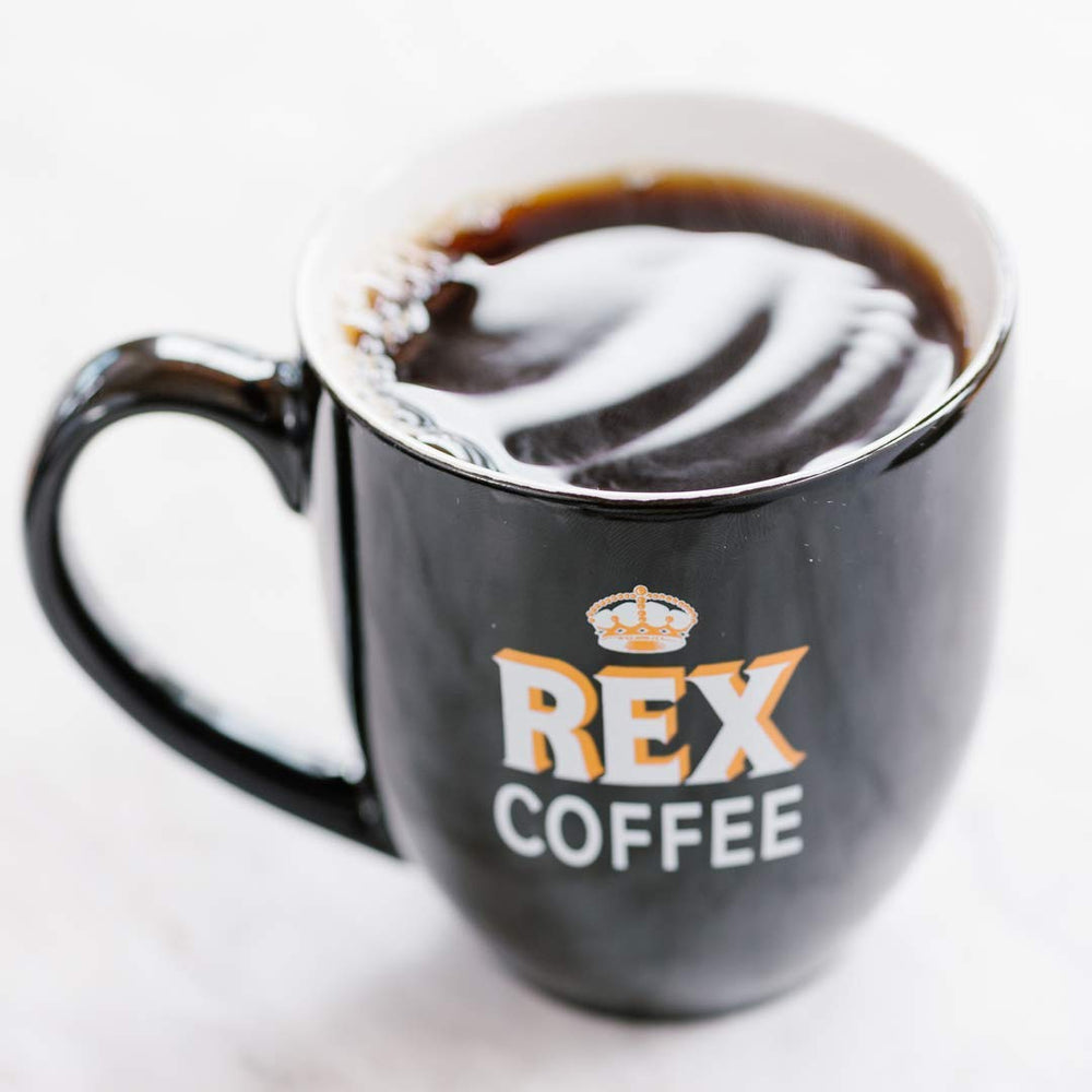 REX COFFEE Fairtrade certification label visible on the pack