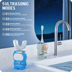 RexCodar Ultrasonic Kids toothbrush blue smart timer display promotes 60-second brushing
