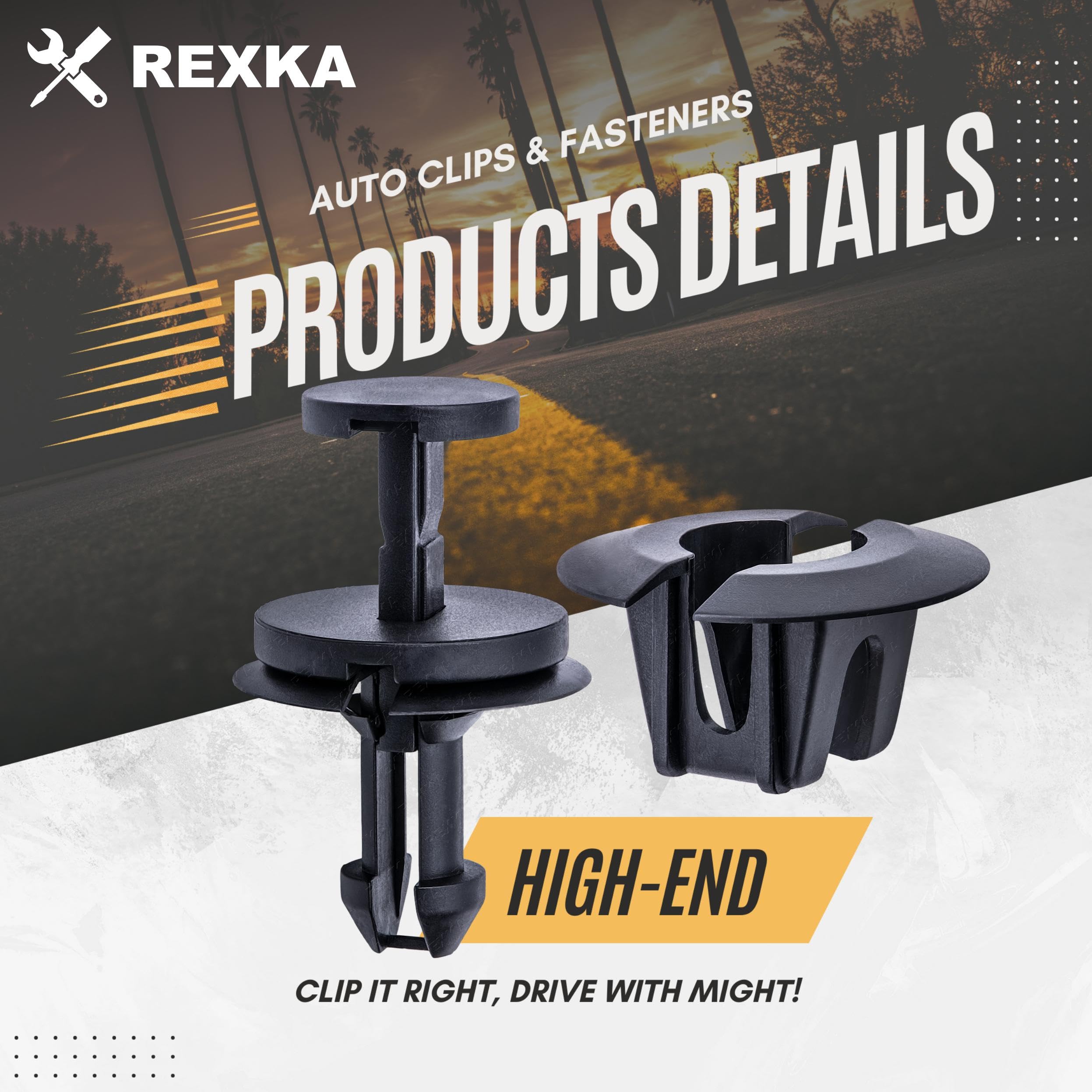 Rexka front air deflector clip closeup shows sturdy black nylon.