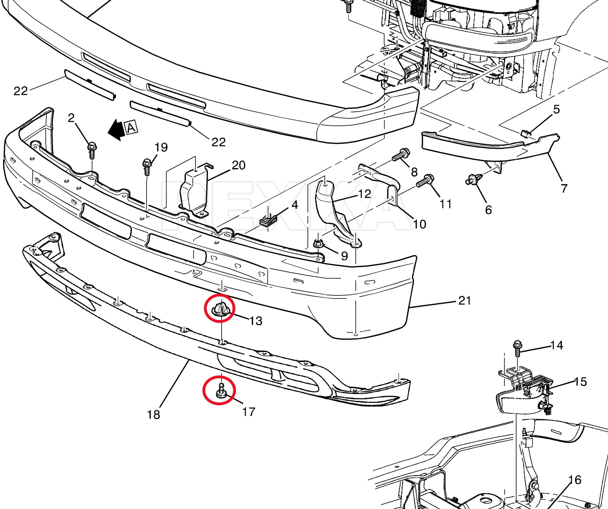 Rexka packaging and fasteners display a complete replacement set.