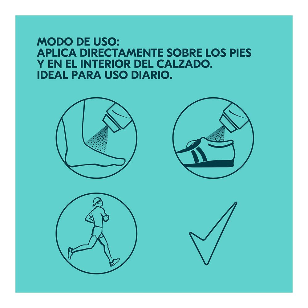 Rexona foot powder anti-odor view demonstrates daily protection.