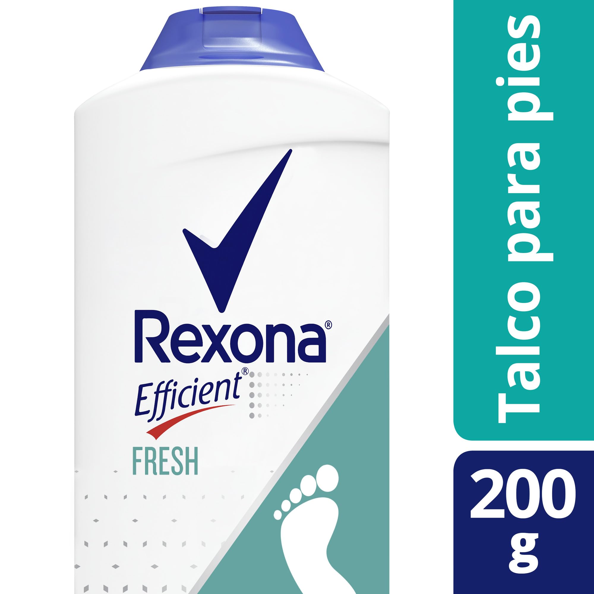 Rexona foot powder pour action close-up suggests easy application.
