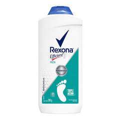 Rexona foot powder packshot highlights zinc oxide for lasting freshness.