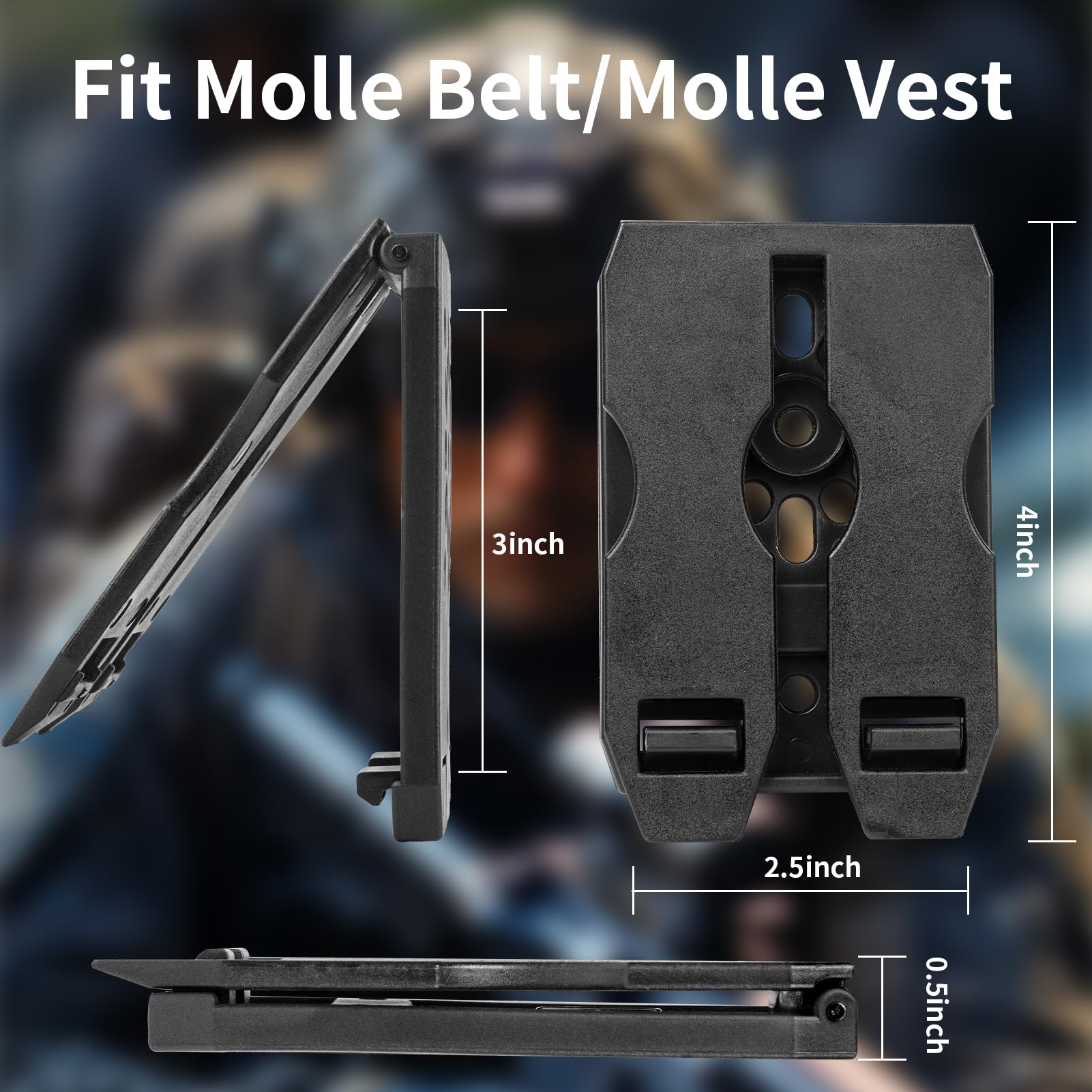 REXTECH Molle clip shows Safariland and Blackhawk compatibility for versatile setups.