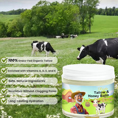 Rezebu Tallow Honey Balm ingredients highlight grass-fed tallow and raw honey.