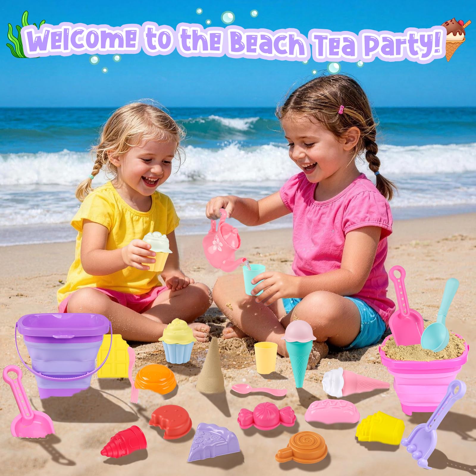 REZUCREY sand shovels and rakes set for easy digging and shaping.