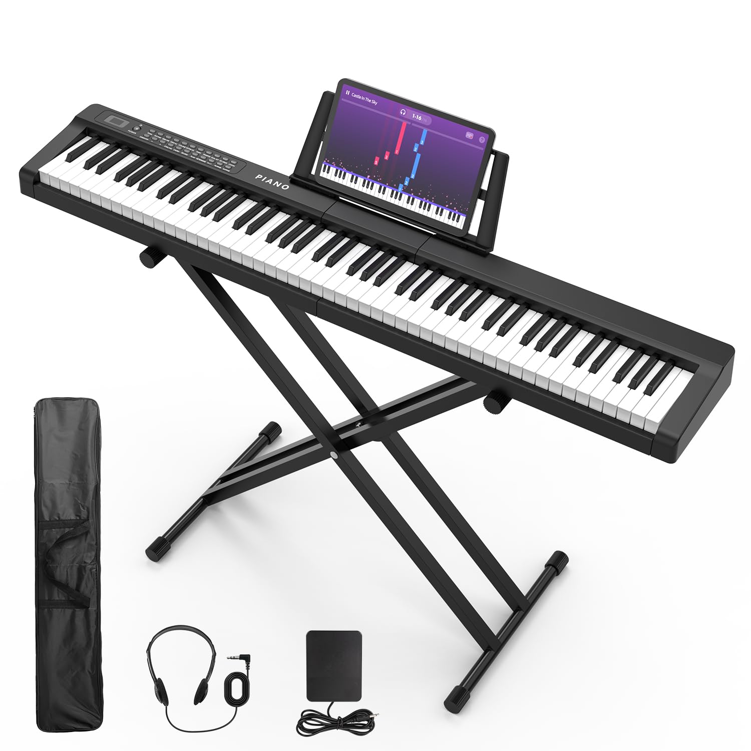 Rfgyhet digital piano 88-key front view on stand for home practice