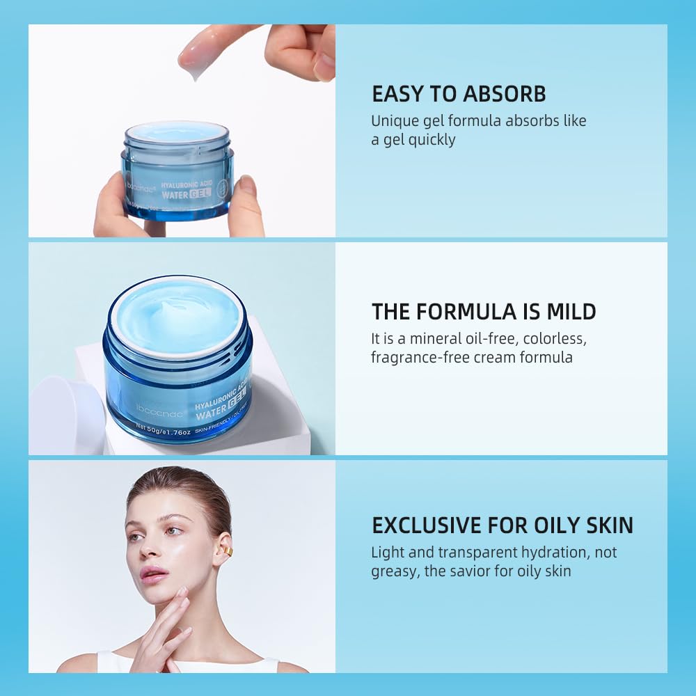 Model applying RG ROUGE LX Hydro Boost gel to the face for quick refreshing hydration