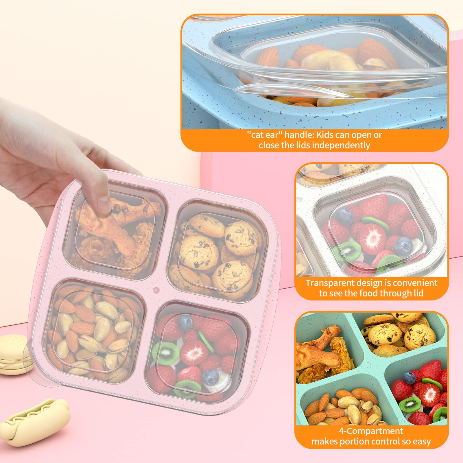 RGNEIN Bento Boxes with colorful lids for simple meal organization