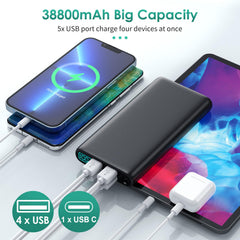 RGVOTA power bank with five outputs and two inputs supports simultaneous charging