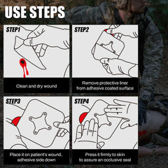 RHINO RESCUE two-tab chest seal application enabling quick single-step use