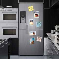 Rhinocats fridge magnets 6x3mm securing photos and notes.