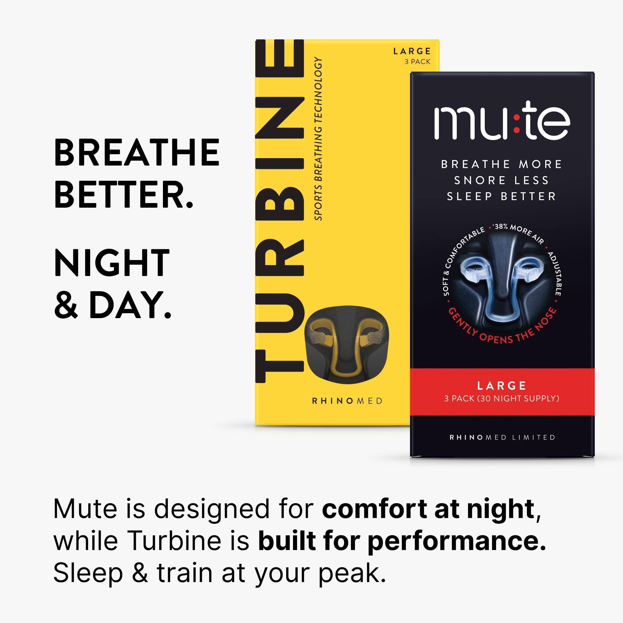 Rhinomed Mute bedtime-snoring-solution scene suggesting calmer nights