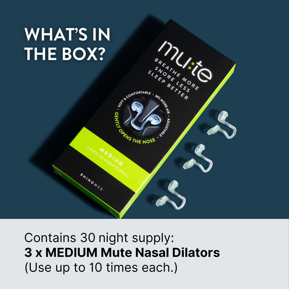 Rhinomed Mute nasal dilator adjustable fit for personalized comfort.