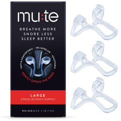 Rhinomed Mute nasal dilator large pack view showing discreet, reusable sleep support