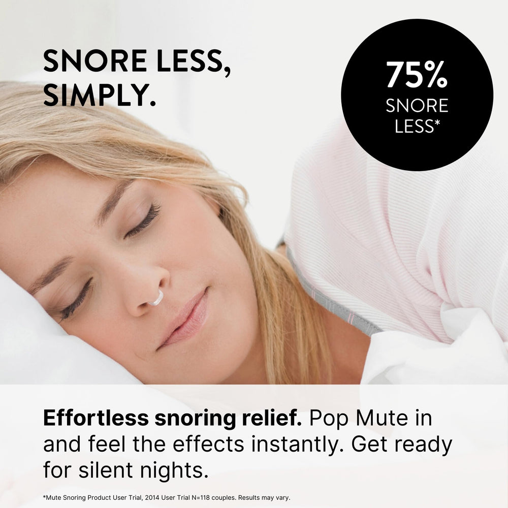 Rhinomed Mute nasal dilator side view highlights discreet design and fit.