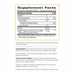 Rhizinate chewable tablets close-up highlighting fructose-free formulation