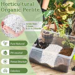 Riare 2 quarts perlite boosts soil mix aeration and drainage.