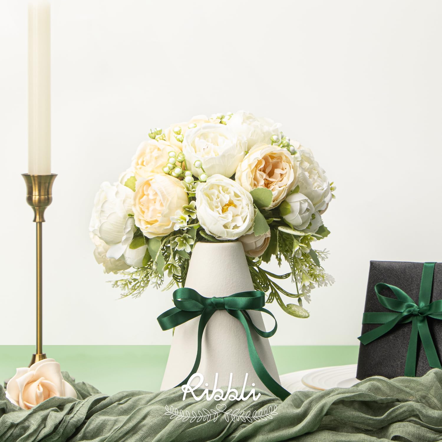 Ribbli forest green satin ribbon enhances gift wrapping with elegant shine