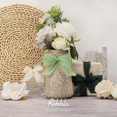 Ribbli fringe chiffon ribbon tied around bouquet enhances natural wedding styling