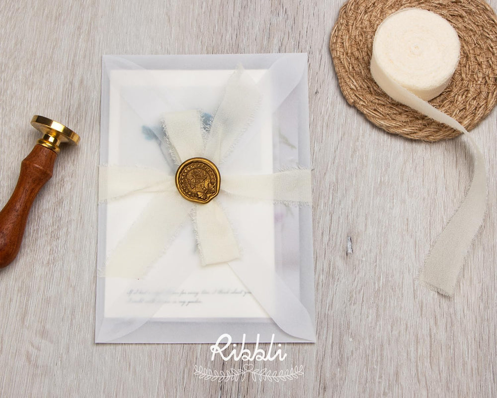 Ribbli fringe chiffon ribbon color palette in ivory sage forest green for versatile styling