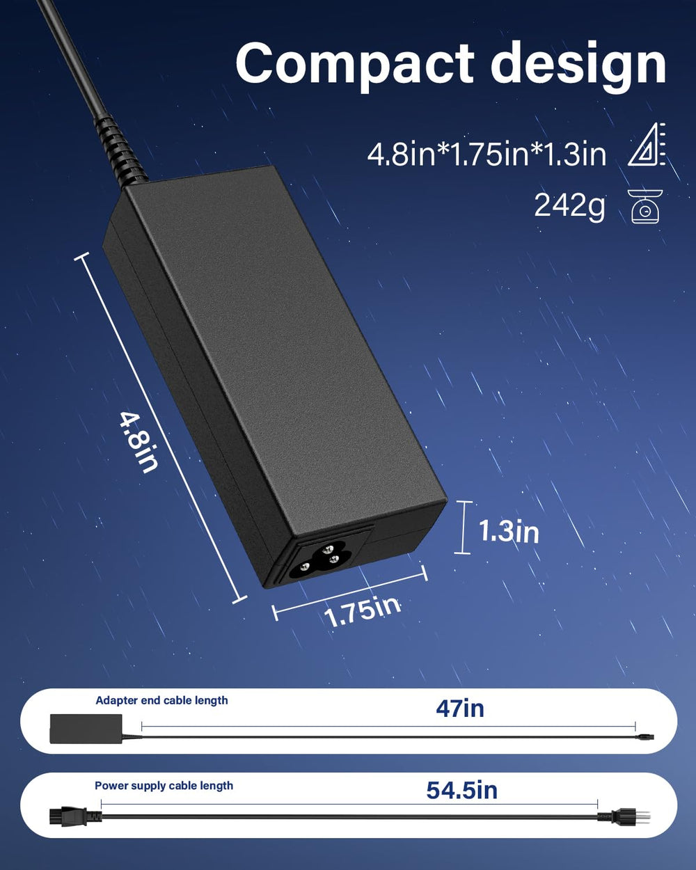RicChic 90W adapter cable coiled for neat storage and travel