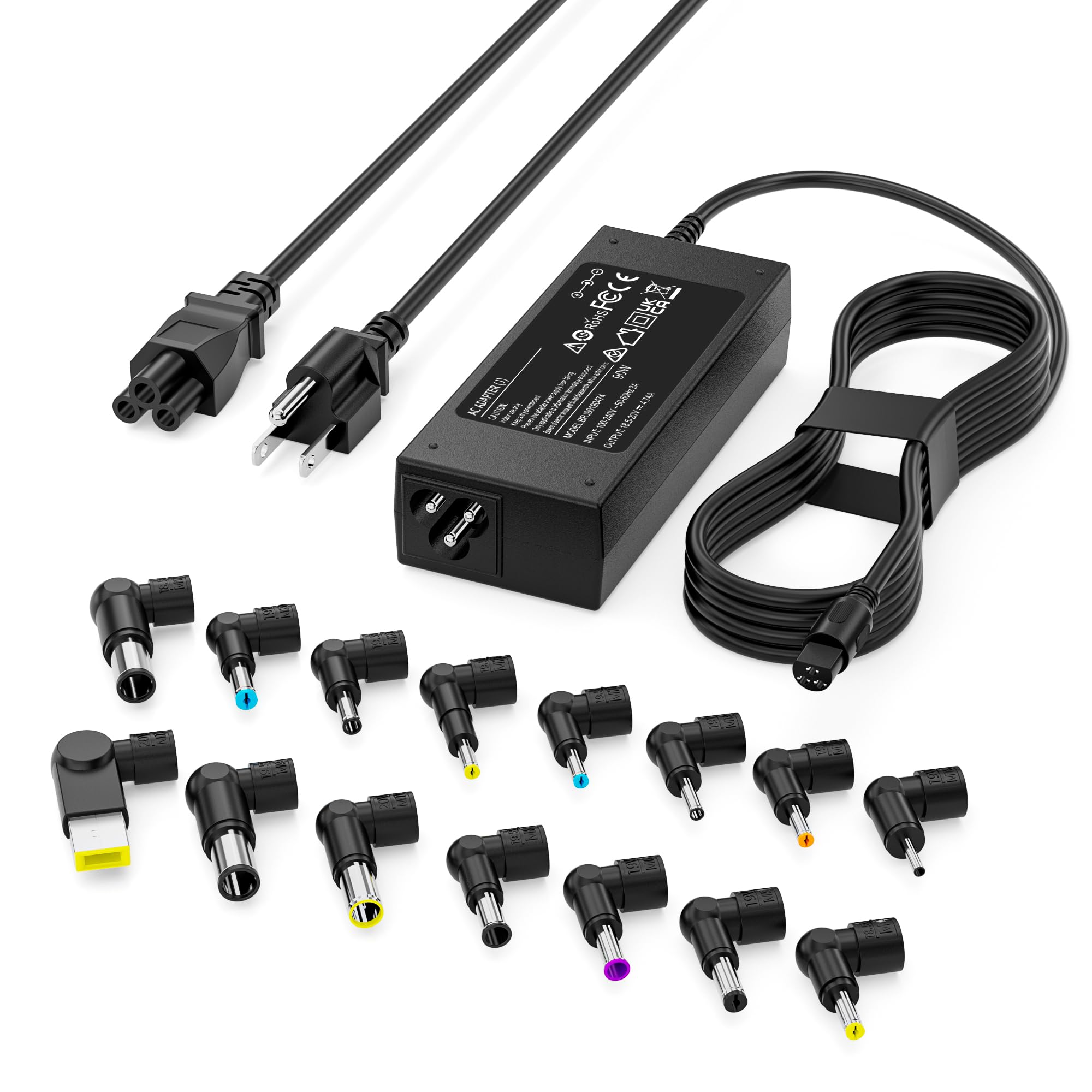 RicChic 90W universal charger front view highlights compact portable design