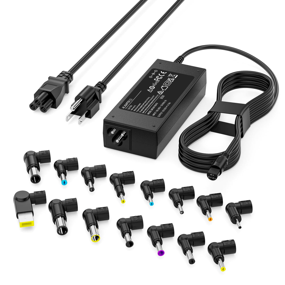 RicChic 90W universal charger front view highlights compact portable design