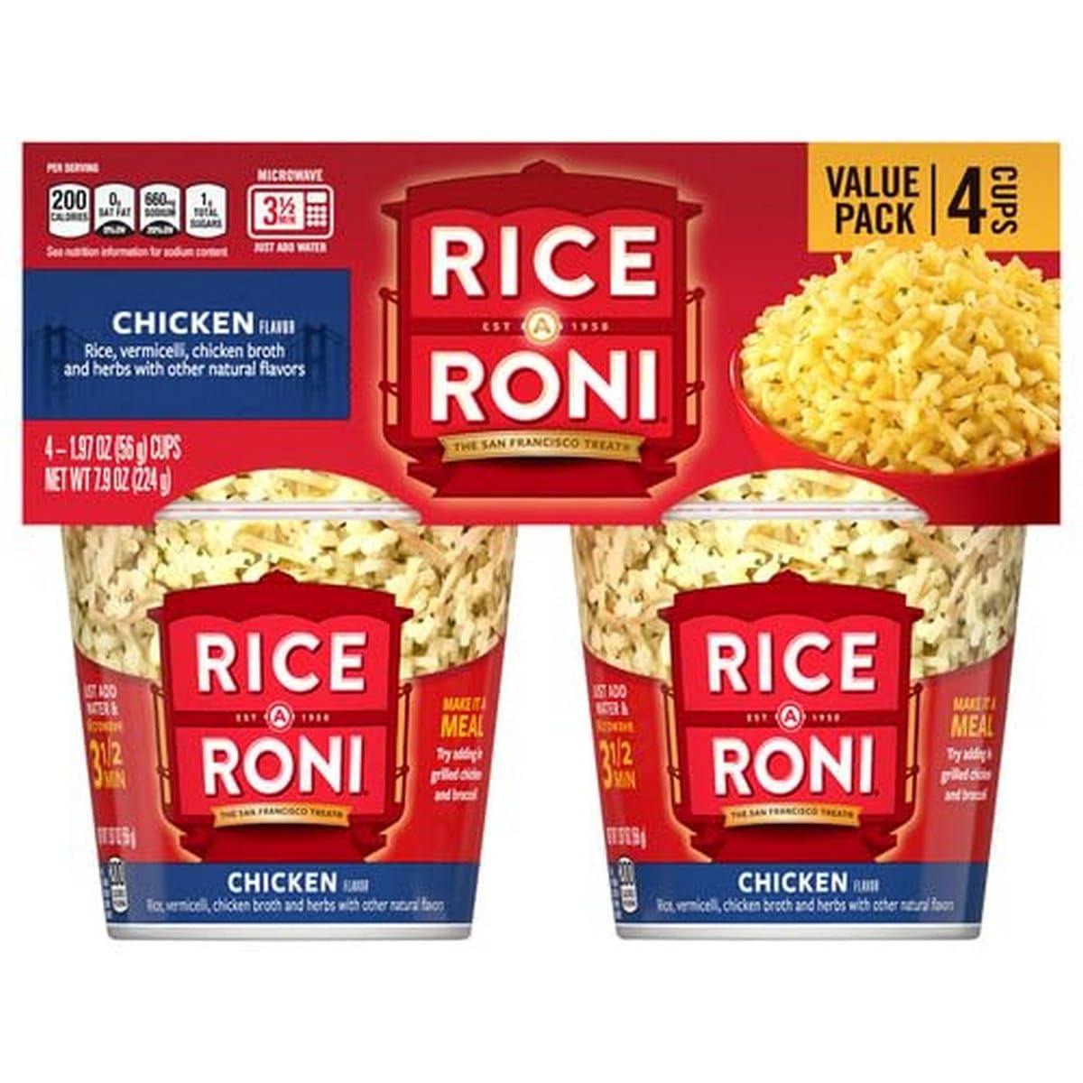 Rice-A-Roni 4pk Cups Chicken ready to heat for quick weeknights.