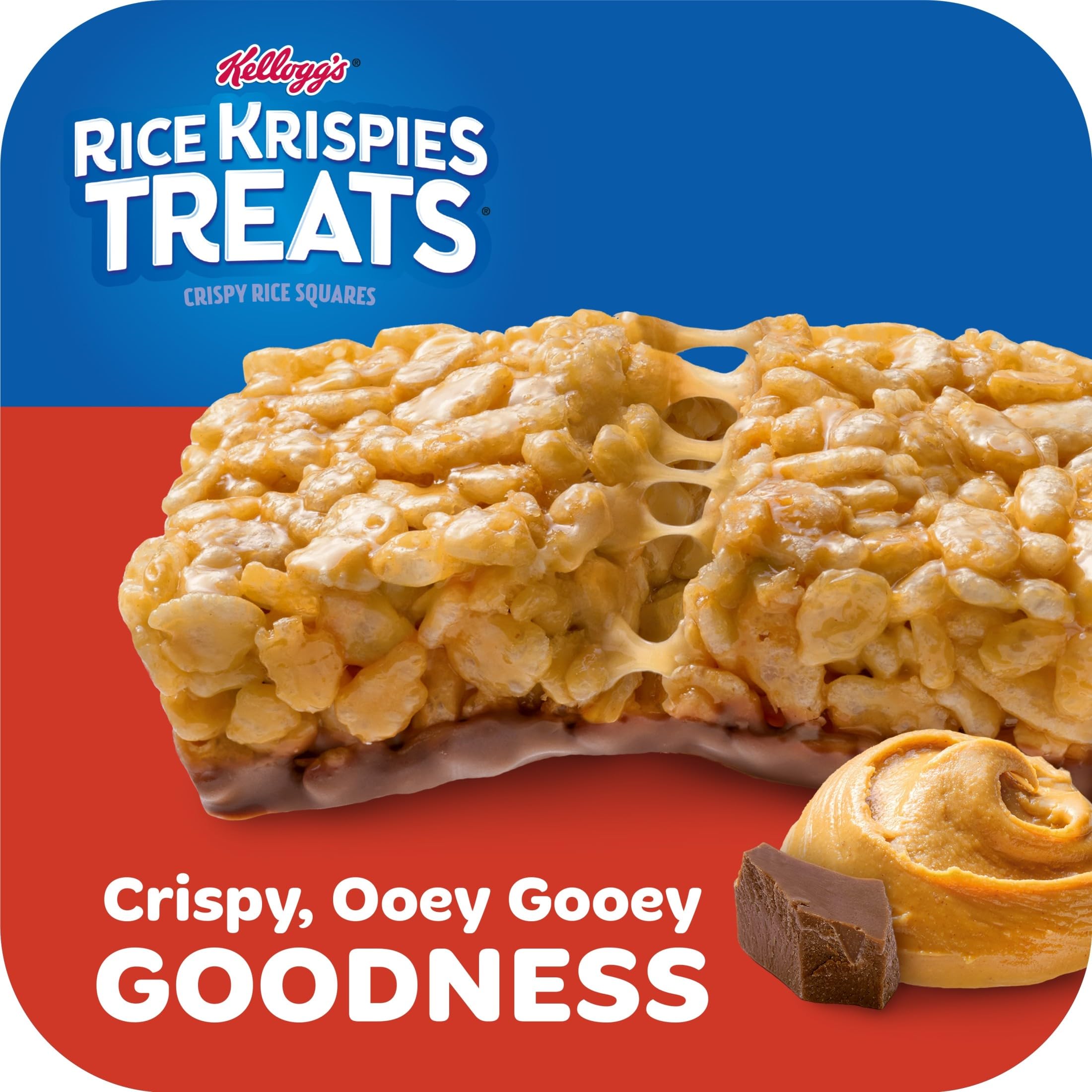 Rice Krispies Treats bar in lunchbox beside notebook.