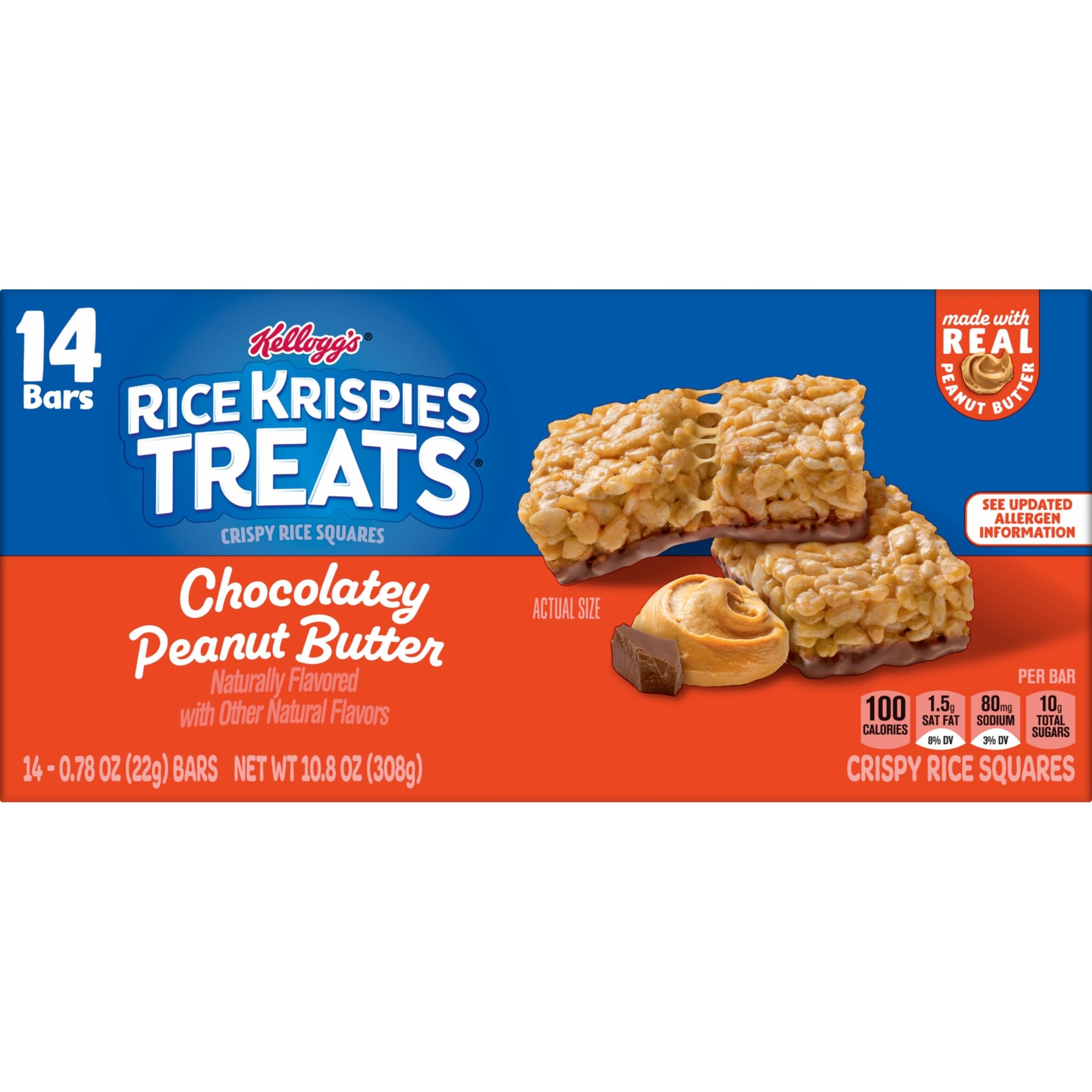 Rice Krispies Treats bar on travel plate during commute.
