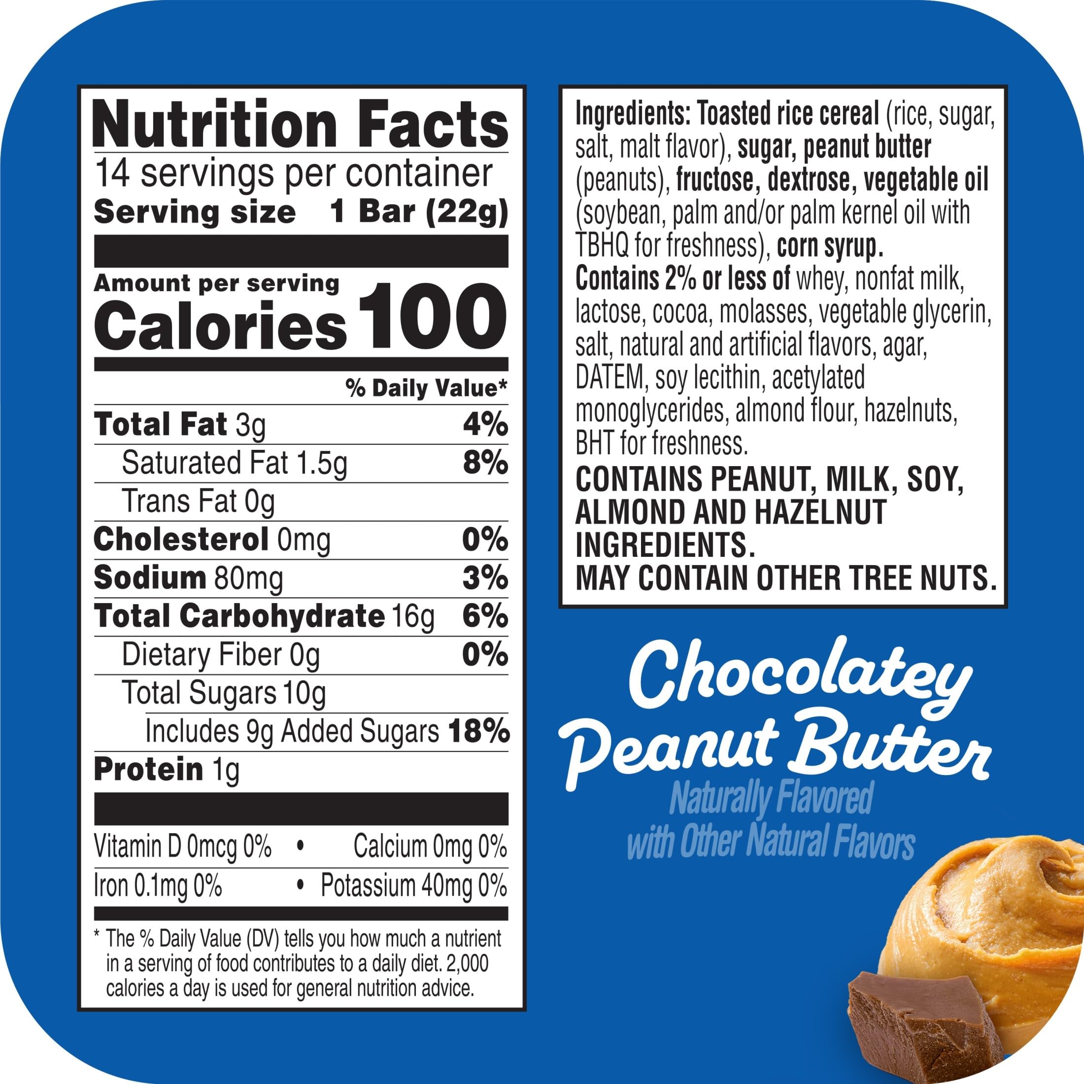 Rice Krispies Treats bar unwrapped, showing creamy peanut butter swirl.