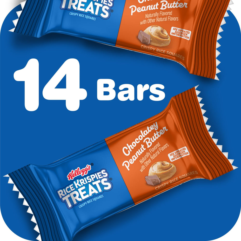Rice Krispies Treats box packaging with 14 bars shows freshness.