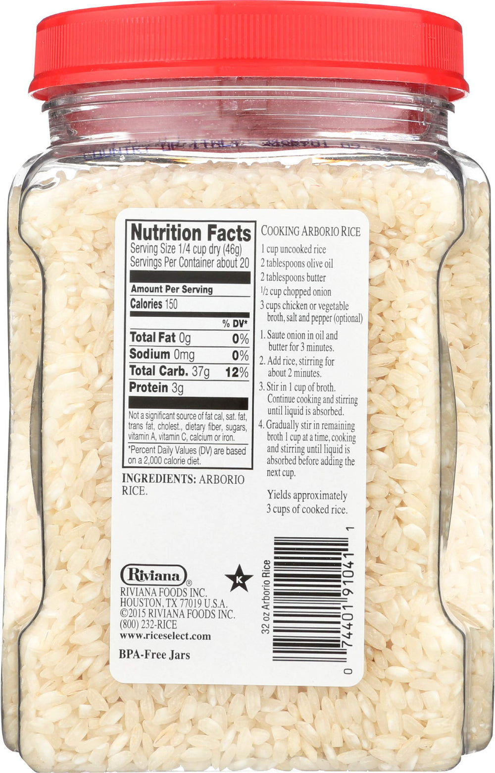 RiceSelect Arborio Rice grains close-up highlighting high starch for creamy risotto.
