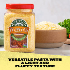 RiceSelect couscous pasta salad showcasing versatile, fresh Mediterranean inspired dish