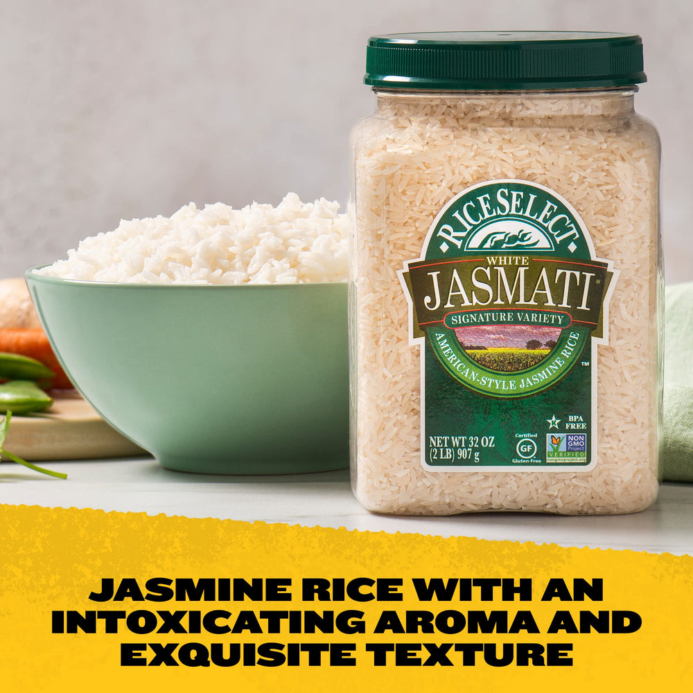 RiceSelect Jasmati steaming bowl shows inviting aroma and light texture.