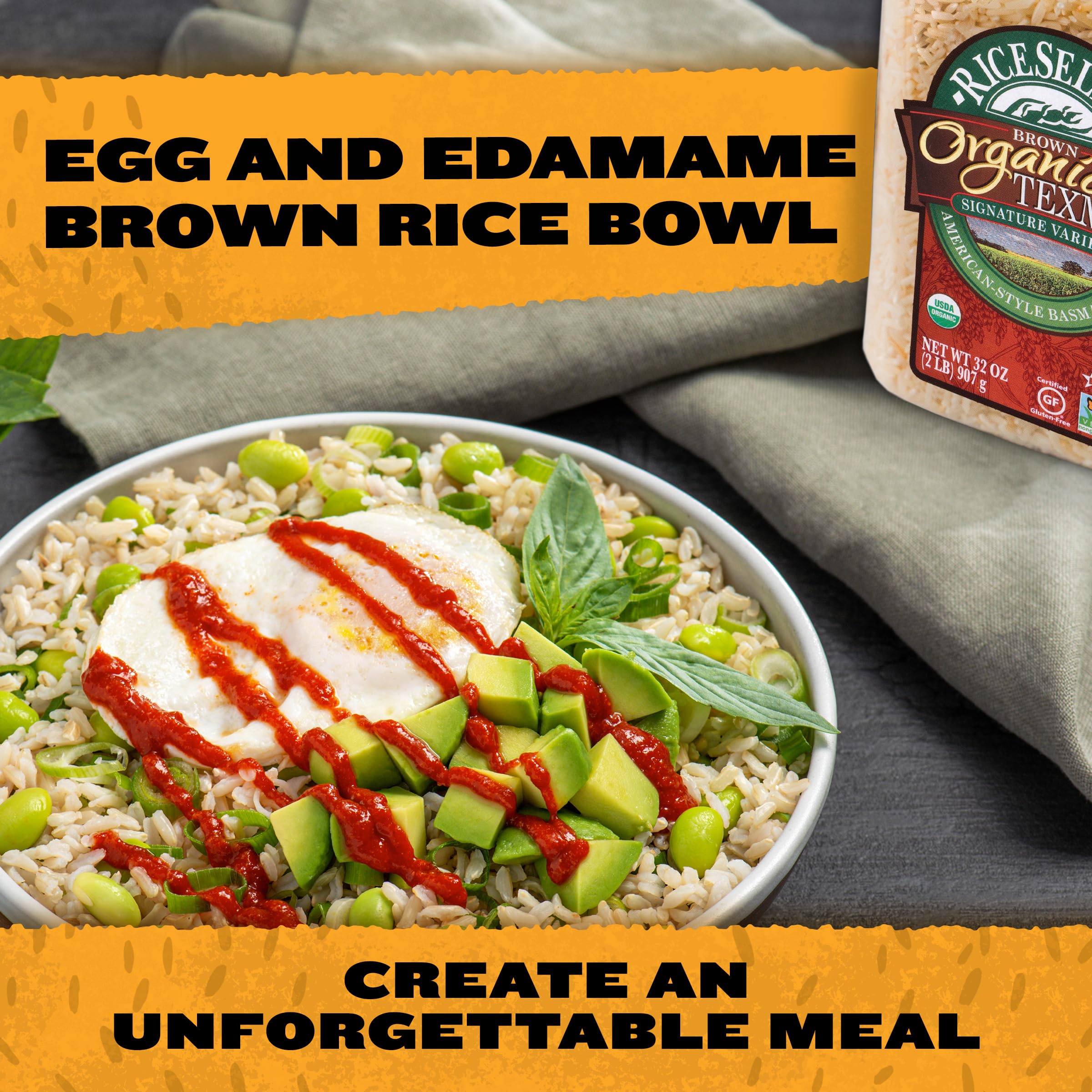 Texmati brown rice pilaf dish highlighting texture and aroma with herbs.