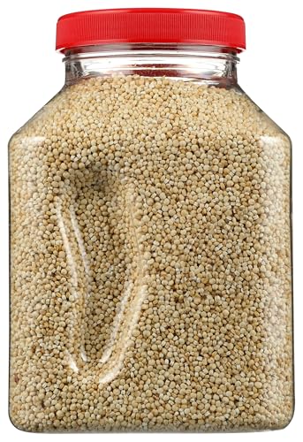 RiceSelect White Quinoa on pantry shelf, highlighting gluten-free, non-GMO quality