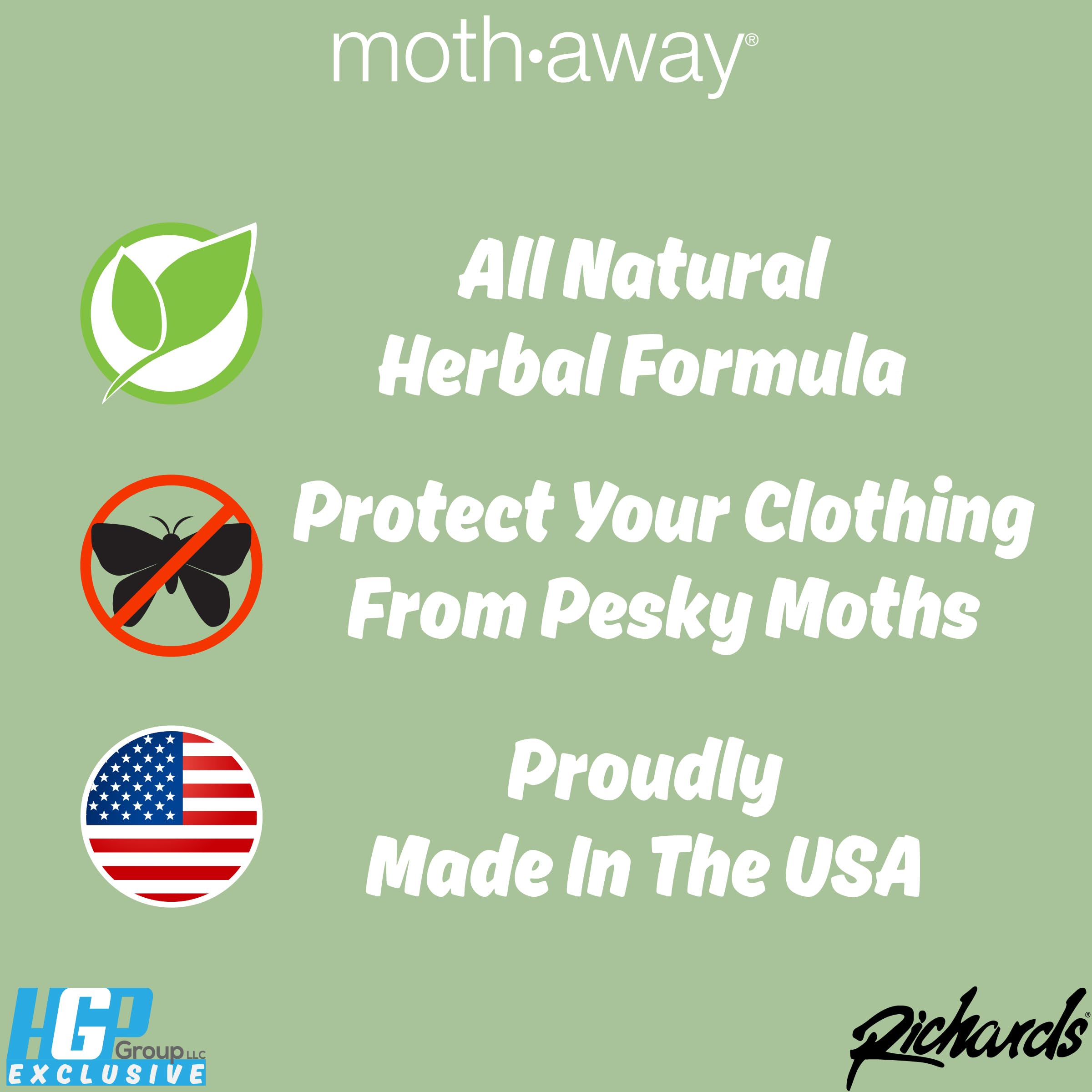 Richards Moth Away sachets in a drawer protect fabrics with natural fragrance