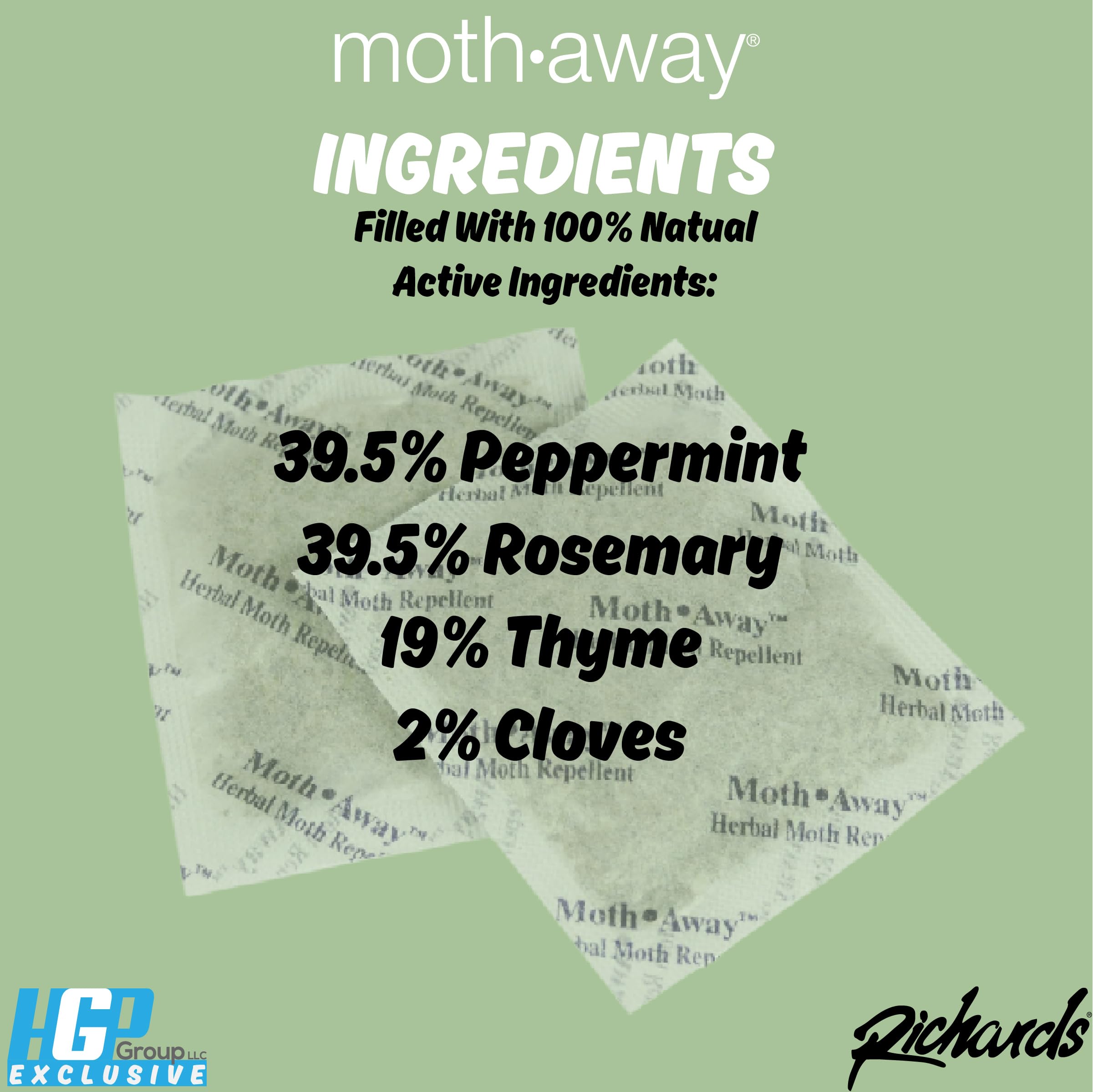 Richards Moth Away sachets in a suitcase prevent moth damage during travel